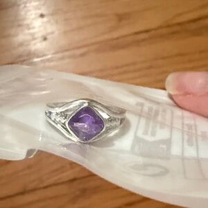 Sterling Silver Ring with Purple Gemstone size 6.